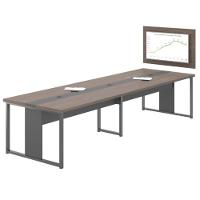 Mesa De Reunião Com Painel Para Tv Madri Freijó Preto - 3