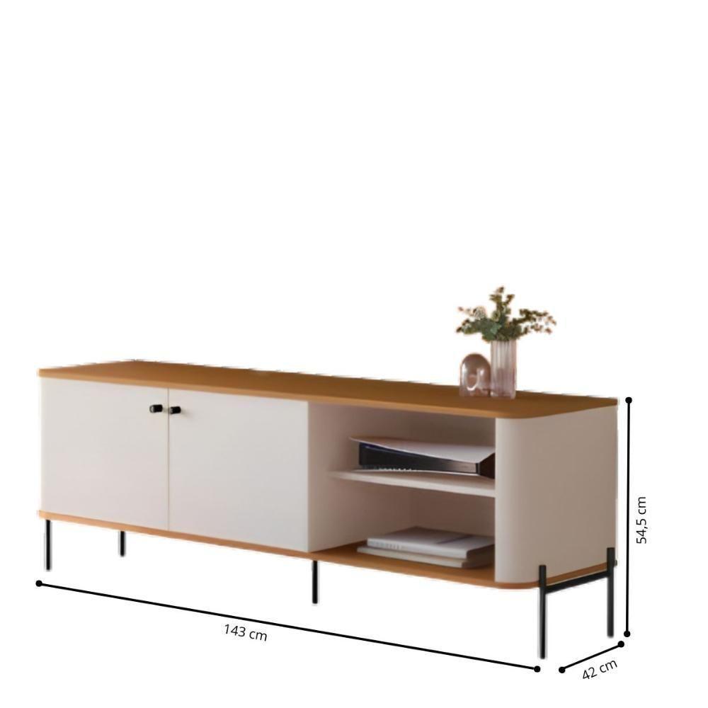 Rack Para Tv 58 Polegadas Olaf Off White Nature Preto - 3