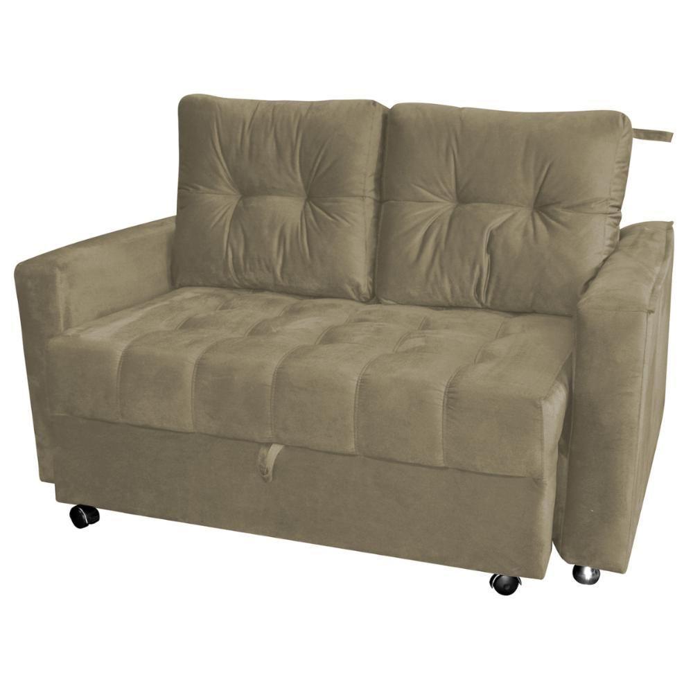 Sofá Cama 2 Lugares Duleek Veludo Turkey Cappuccino - 4