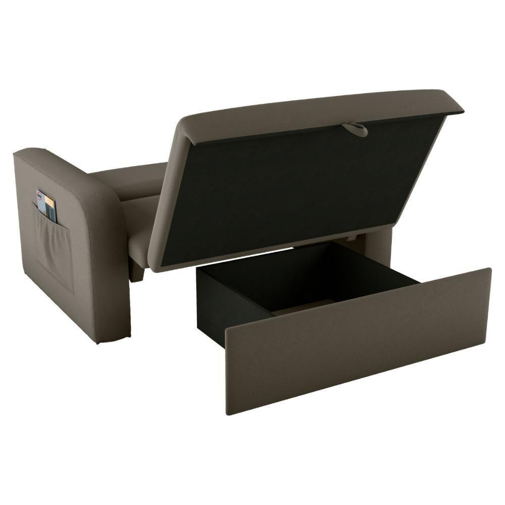 Sofá Cama Com Baú 2 Lugares Raheny Veludo Maserati Marrom - 4