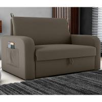 Sofá Cama Com Baú 2 Lugares Raheny Veludo Maserati Marrom - 1