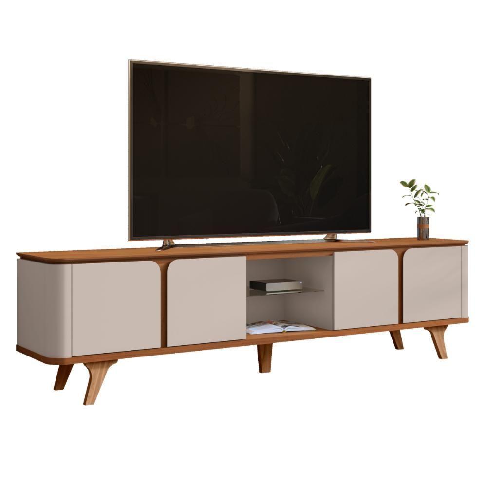 Rack Curvado Para Tvs De 60 Polegadas Welch Cedro Off White - 1