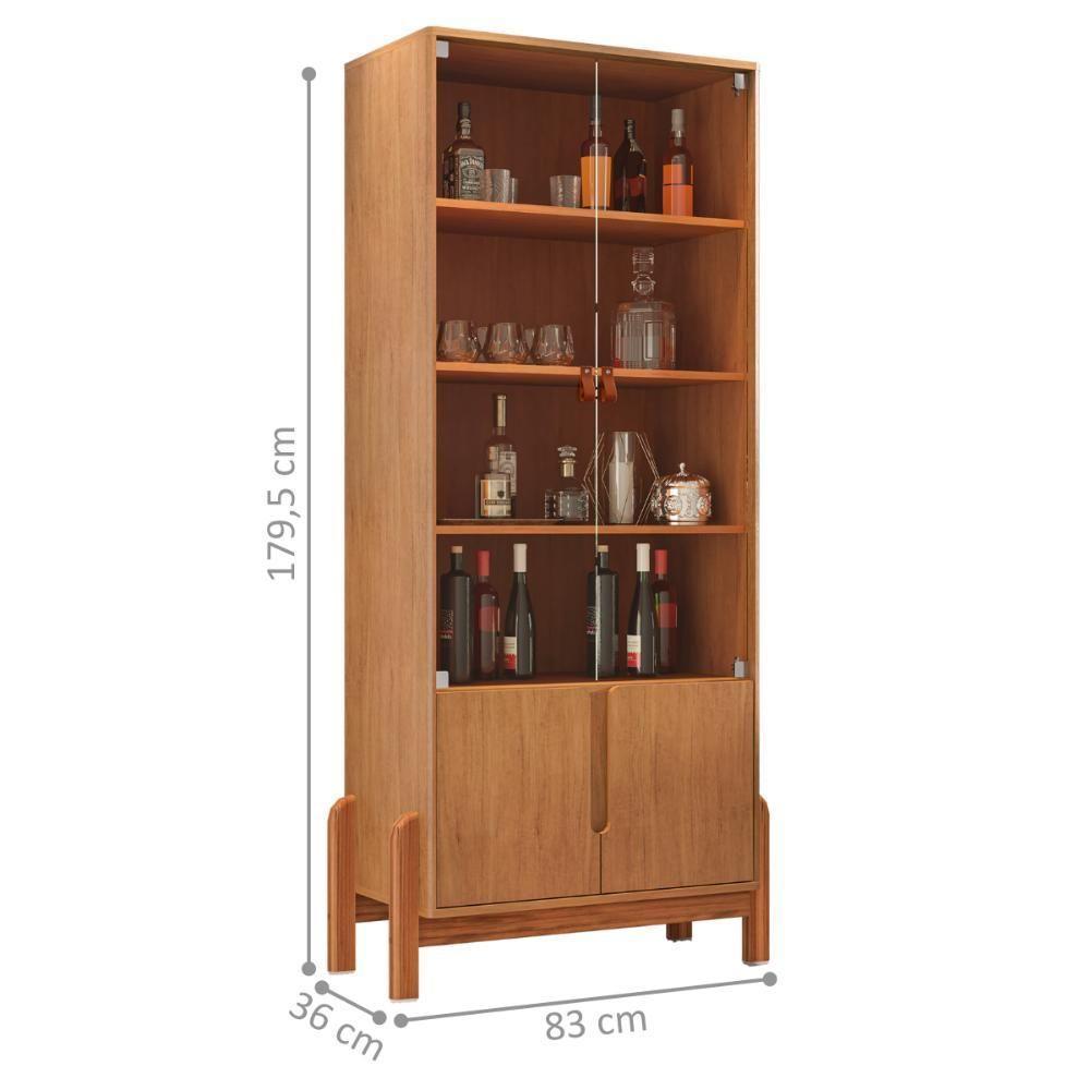 Cristaleira Com 4 Portas De Vidro Tiajin Cedro - 2