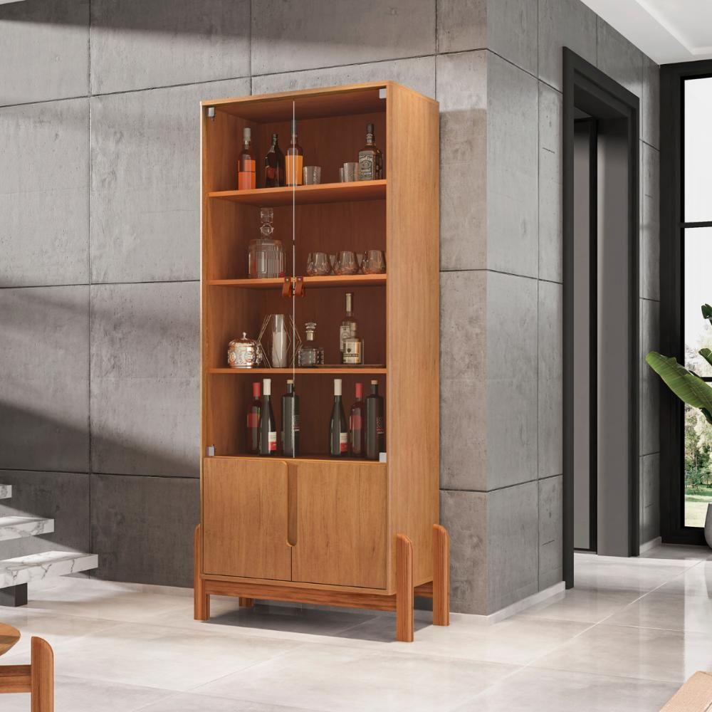 Cristaleira Com 4 Portas De Vidro Tiajin Cedro - 4