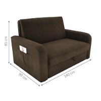 Sofá Cama Com Baú 2 Lugares Raheny Suede Cappuccino - 2