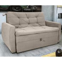 Sofá Cama Para Sala De Estar Dingle Veludo Turkey Cappuccino - 1