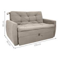 Sofá Cama Para Sala De Estar Dingle Veludo Turkey Cappuccino - 2