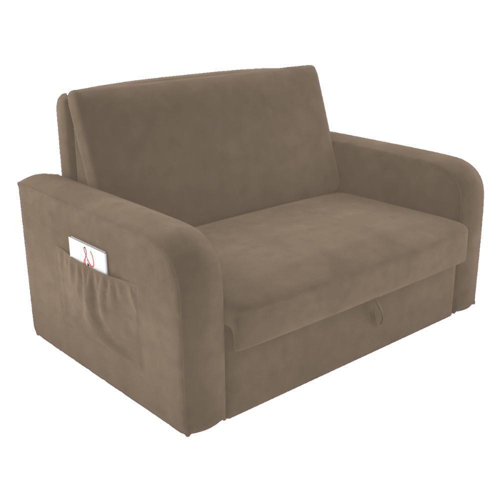 Sofá Cama Com Baú 2 Lugares Raheny Veludo Cappuccino - 4