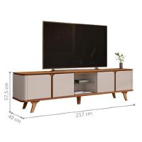 Conjunto Rack E Painel Para Tvs De 60 Burke Cedro Off White - 2