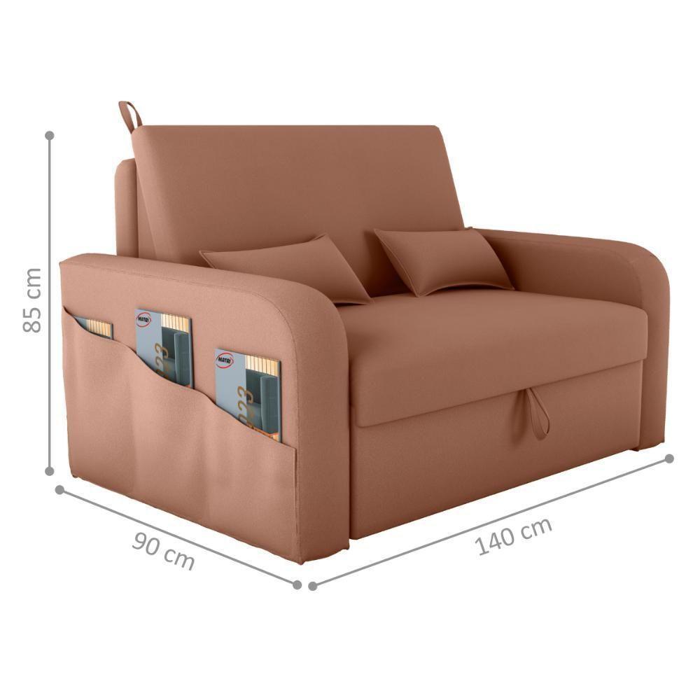 Sofá Cama Com Baú Gorteen Veludo Ferrugem - 2