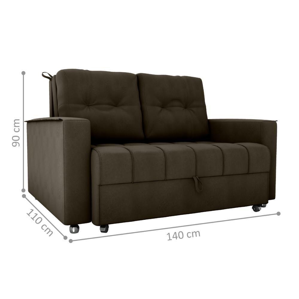 Sofá Cama 2 Lugares Yago Veludo Maserati Marrom - 2