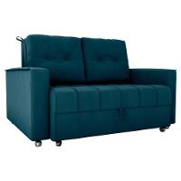 Sofá Cama 2 Lugares Yago Veludo Maserati Azul - 4