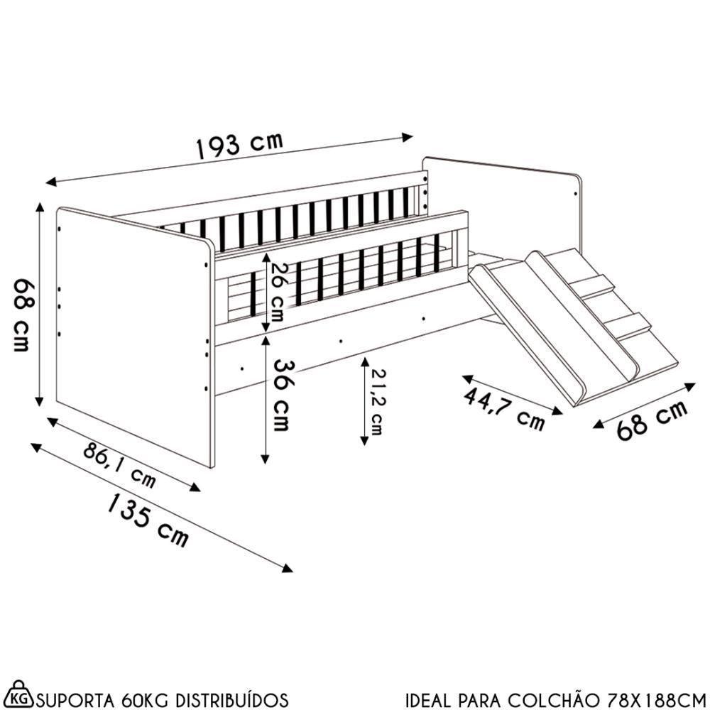 Cama Infantil Com Escorregador Lumiar C06 Branco - Mpozenato - 4