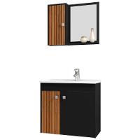 Gabinete Banheiro Com Cuba E Espelheira Munique Preto - Bechara - 1