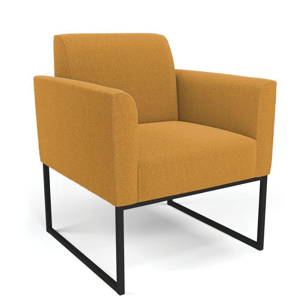 Poltrona Sala Estar Industrial Preto Kit 2 Marisa Bouclê Mostarda D03 - D'rossi - 9