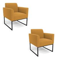 Poltrona Sala Estar Industrial Preto Kit 2 Marisa Bouclê Mostarda D03 - D'rossi - 1