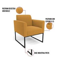 Poltrona Sala Estar Industrial Preto Kit 2 Marisa Bouclê Mostarda D03 - D'rossi - 3