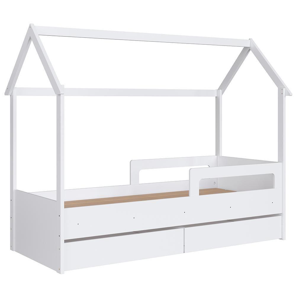 Cama Infantil Casinha Com 2 Gavetas Infix C06 Branco - Mpozenato - 1