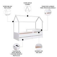 Cama Infantil Casinha Com 2 Gavetas Infix C06 Branco - Mpozenato - 3