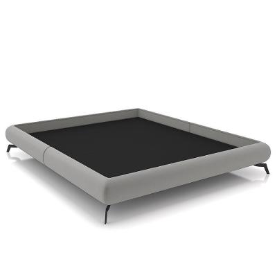 Cama Queen Base Box 158x198cm Pés De Ferro Cold Z37 Veludo Cinza - Mpozenato