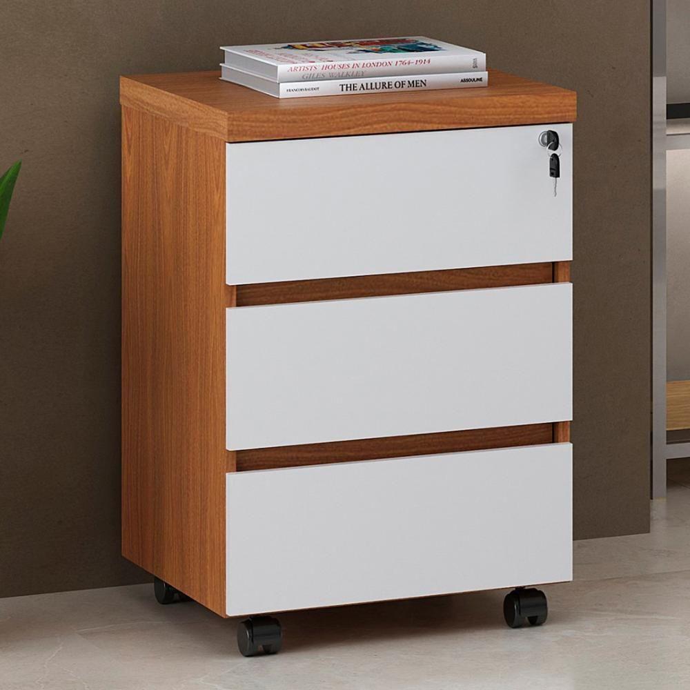 Gaveteiro Para Escritório Com Rodízios Corp A06 Freijó-branco - Mpozenato - 2