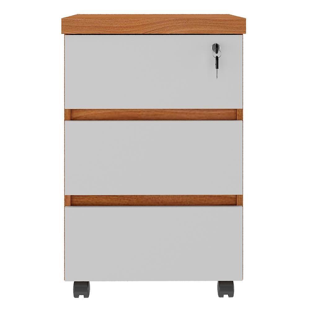 Gaveteiro Para Escritório Com Rodízios Corp A06 Freijó-branco - Mpozenato - 7