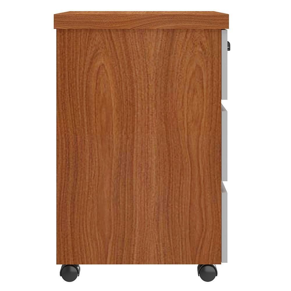 Gaveteiro Para Escritório Com Rodízios Corp A06 Freijó-branco - Mpozenato - 9