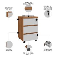 Gaveteiro Para Escritório Com Rodízios Corp A06 Freijó-branco - Mpozenato - 3
