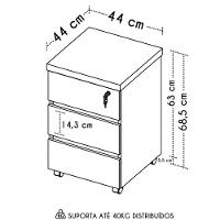 Gaveteiro Para Escritório Com Rodízios Corp A06 Freijó-branco - Mpozenato