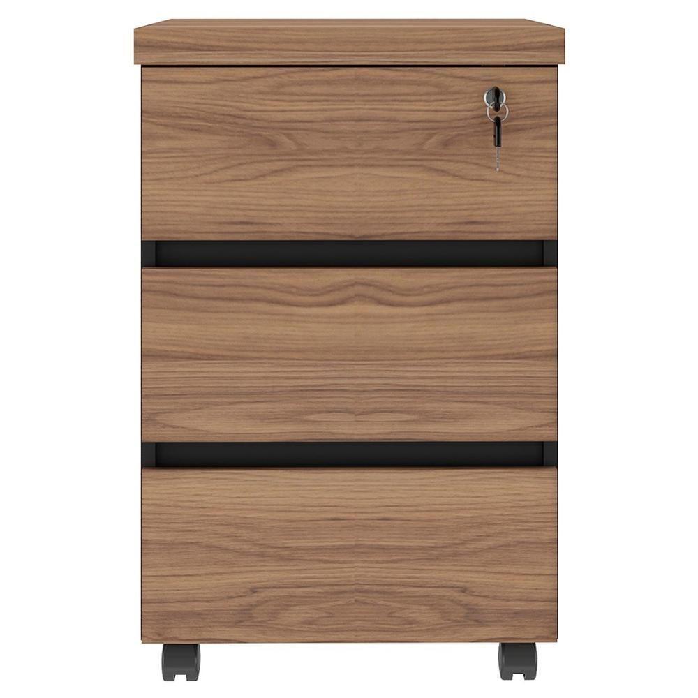 Gaveteiro Para Escritório Com Rodízios Corp A06 Nogal-preto - Mpozenato - 7