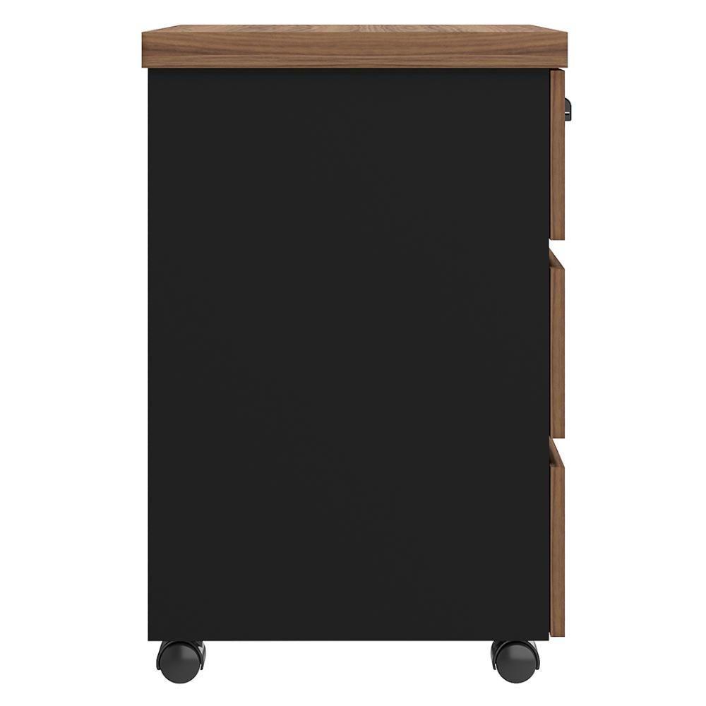 Gaveteiro Para Escritório Com Rodízios Corp A06 Nogal-preto - Mpozenato - 9