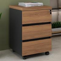 Gaveteiro Para Escritório Com Rodízios Corp A06 Nogal-preto - Mpozenato - 2