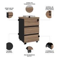 Gaveteiro Para Escritório Com Rodízios Corp A06 Nogal-preto - Mpozenato - 3