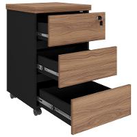 Gaveteiro Para Escritório Com Rodízios Corp A06 Nogal-preto - Mpozenato - 5