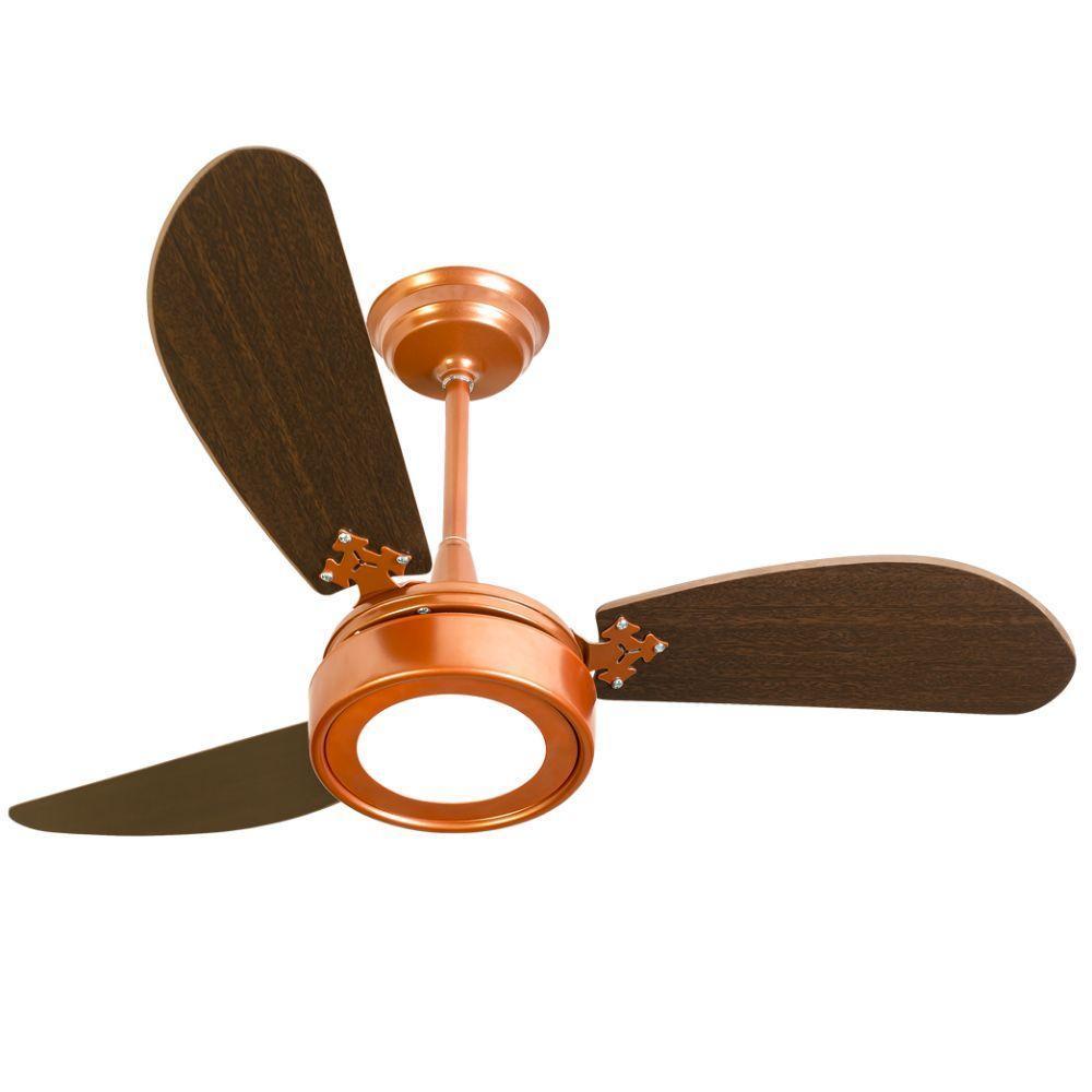 Ventilador De Teto Venti-delta New Light Led Cobre Com 3 Pás Marrom Luz Branca 6000k 220v - 1