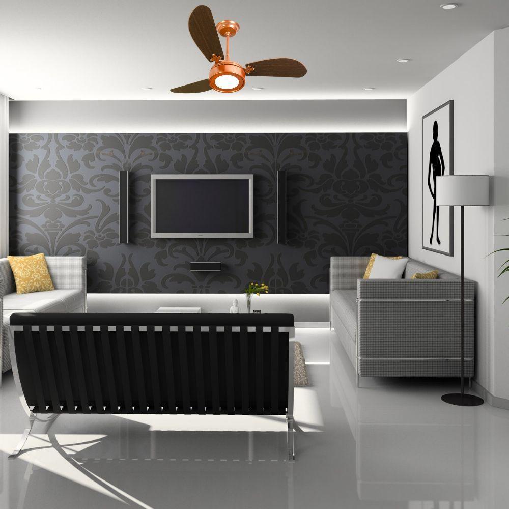 Ventilador De Teto Venti-delta New Light Led Cobre Com 3 Pás Marrom Luz Branca 6000k 220v - 3