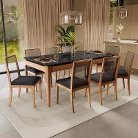Conjunto Sala De Jantar Madeira Maciça 8 Cadeiras Kappesberg Preto Bouclé Chumbo - 1