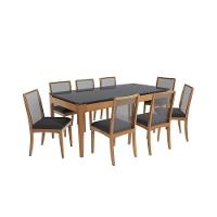 Conjunto Sala De Jantar Madeira Maciça 8 Cadeiras Kappesberg Preto Bouclé Chumbo - 2