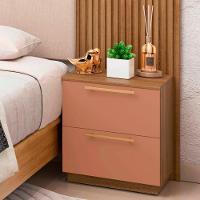 Mesa De Cabeceira 2 Gavetas 50cm Kit 2 Dubai Nature/camarim - Vila Rica - 2