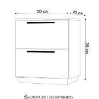 Mesa De Cabeceira 2 Gavetas 50cm Kit 2 Dubai Nature/camarim - Vila Rica