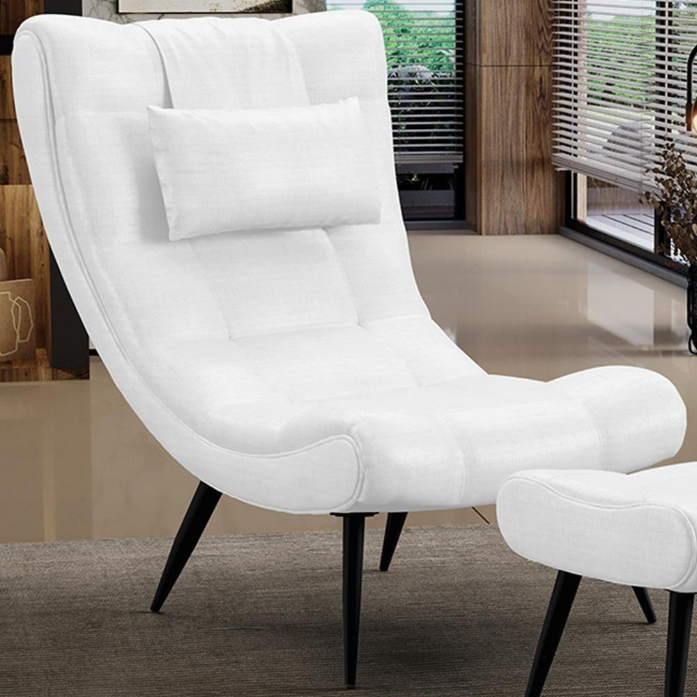 Kit 2 Poltronas Decorativas Sala De Estar Com Almofada E Pés Palito Lord Facto Dunas Branco - Ibiza - 2