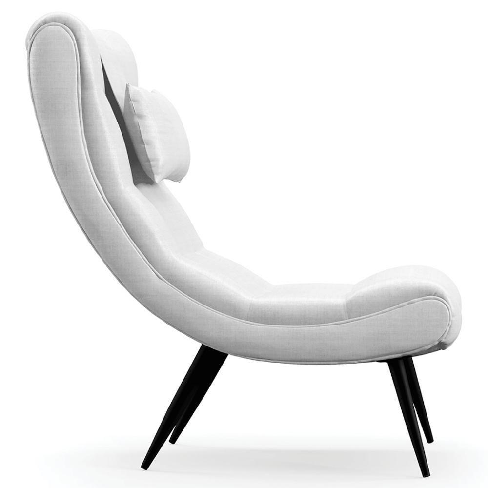 Kit 2 Poltronas Decorativas Sala De Estar Com Almofada E Pés Palito Lord Facto Dunas Branco - Ibiza - 7