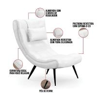 Kit 2 Poltronas Decorativas Sala De Estar Com Almofada E Pés Palito Lord Facto Dunas Branco - Ibiza - 3