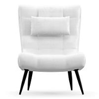 Kit 2 Poltronas Decorativas Sala De Estar Com Almofada E Pés Palito Lord Facto Dunas Branco - Ibiza - 8