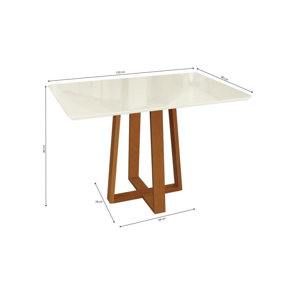 Conjunto Sala De Jantar Madeira Maciça 4 Cadeiras Kappesberg off white Linho Mescla Claro tela Chumbo - 4