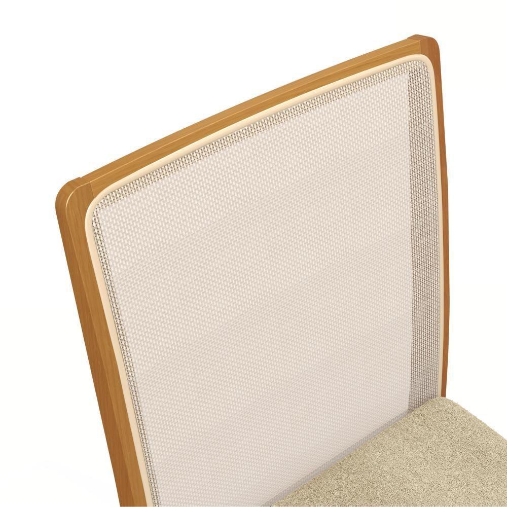 Conjunto Sala De Jantar Madeira Maciça 4 Cadeiras Kappesberg Off White Bouclé Bege - 6