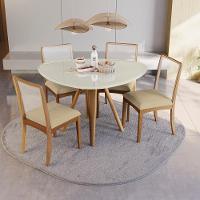 Conjunto Sala De Jantar Madeira Maciça 4 Cadeiras Kappesberg Off White Bouclé Bege - 1