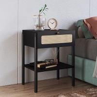 Mesa De Cabeceira Com 1 Gaveta Pés Madeira Arlo A10 Nero/preto - Mpozenato - 2