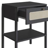 Mesa De Cabeceira Com 1 Gaveta Pés Madeira Arlo A10 Nero/preto - Mpozenato - 5