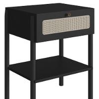 Mesa De Cabeceira Com 1 Gaveta Pés Madeira Arlo A10 Nero/preto - Mpozenato - 6